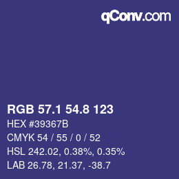 カラーコード: RGB 57.1 54.8 123 | qconv.com