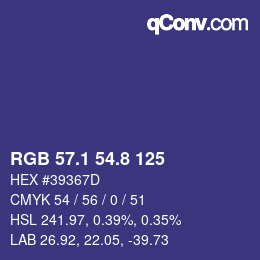 カラーコード: RGB 57.1 54.8 125 | qconv.com