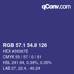 カラーコード: RGB 57.1 54.8 126 | qconv.com