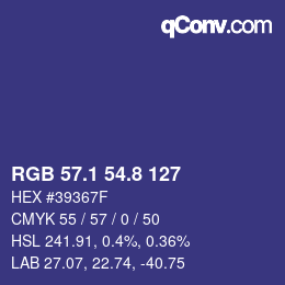 カラーコード: RGB 57.1 54.8 127 | qconv.com