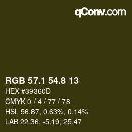 カラーコード: RGB 57.1 54.8 13 | qconv.com