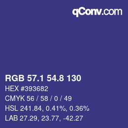 カラーコード: RGB 57.1 54.8 130 | qconv.com