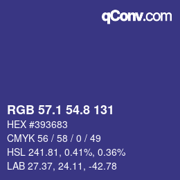 カラーコード: RGB 57.1 54.8 131 | qconv.com
