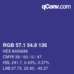 カラーコード: RGB 57.1 54.8 136 | qconv.com
