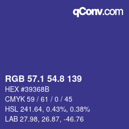 カラーコード: RGB 57.1 54.8 139 | qconv.com
