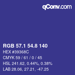 カラーコード: RGB 57.1 54.8 140 | qconv.com
