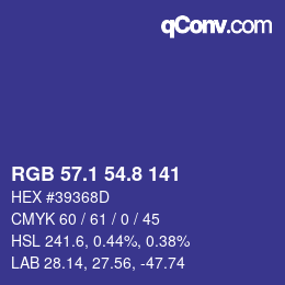 カラーコード: RGB 57.1 54.8 141 | qconv.com