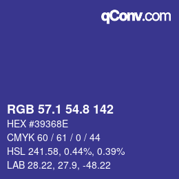 カラーコード: RGB 57.1 54.8 142 | qconv.com