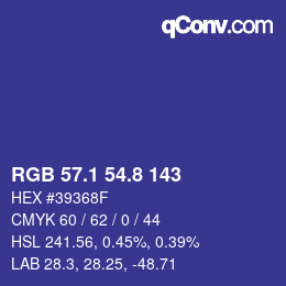 カラーコード: RGB 57.1 54.8 143 | qconv.com