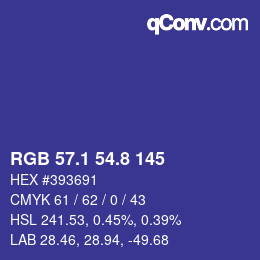 カラーコード: RGB 57.1 54.8 145 | qconv.com