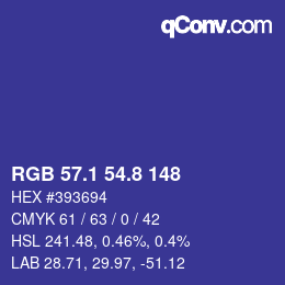 カラーコード: RGB 57.1 54.8 148 | qconv.com