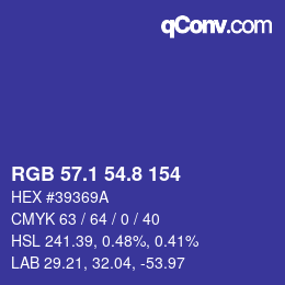 カラーコード: RGB 57.1 54.8 154 | qconv.com