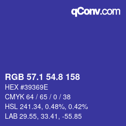 カラーコード: RGB 57.1 54.8 158 | qconv.com