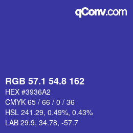 カラーコード: RGB 57.1 54.8 162 | qconv.com