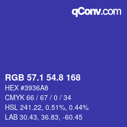 カラーコード: RGB 57.1 54.8 168 | qconv.com