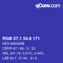 カラーコード: RGB 57.1 54.8 171 | qconv.com