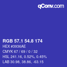 カラーコード: RGB 57.1 54.8 174 | qconv.com