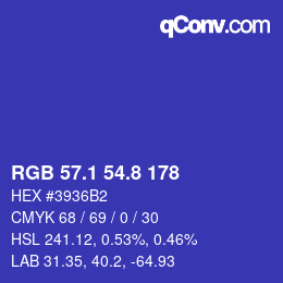 カラーコード: RGB 57.1 54.8 178 | qconv.com