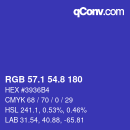 カラーコード: RGB 57.1 54.8 180 | qconv.com