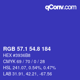 カラーコード: RGB 57.1 54.8 184 | qconv.com