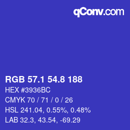 カラーコード: RGB 57.1 54.8 188 | qconv.com
