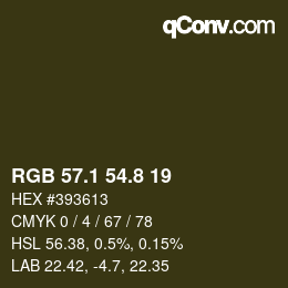 Code couleur: RGB 57.1 54.8 19 | qconv.com