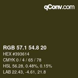 カラーコード: RGB 57.1 54.8 20 | qconv.com