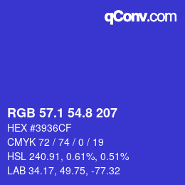 カラーコード: RGB 57.1 54.8 207 | qconv.com