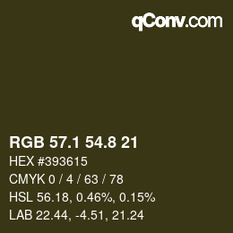 カラーコード: RGB 57.1 54.8 21 | qconv.com