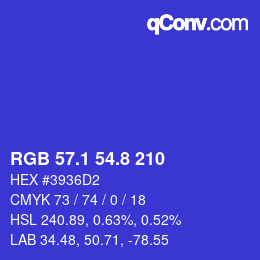 カラーコード: RGB 57.1 54.8 210 | qconv.com