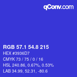 カラーコード: RGB 57.1 54.8 215 | qconv.com