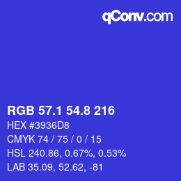 カラーコード: RGB 57.1 54.8 216 | qconv.com