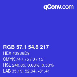 カラーコード: RGB 57.1 54.8 217 | qconv.com