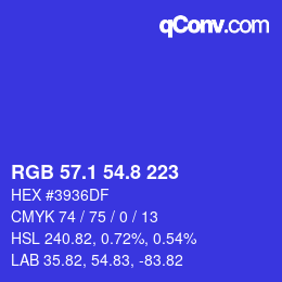 カラーコード: RGB 57.1 54.8 223 | qconv.com