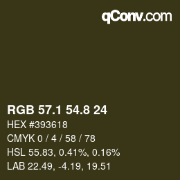 Color code: RGB 57.1 54.8 24 | qconv.com