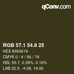 Farbcode: RGB 57.1 54.8 25 | qconv.com
