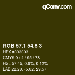 カラーコード: RGB 57.1 54.8 3 | qconv.com