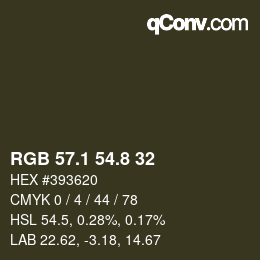 カラーコード: RGB 57.1 54.8 32 | qconv.com