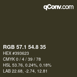 Farbcode: RGB 57.1 54.8 35 | qconv.com
