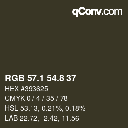 カラーコード: RGB 57.1 54.8 37 | qconv.com