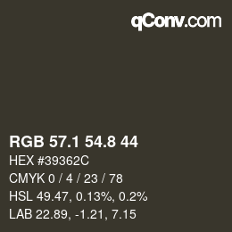 Farbcode: RGB 57.1 54.8 44 | qconv.com