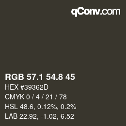 Color code: RGB 57.1 54.8 45 | qconv.com