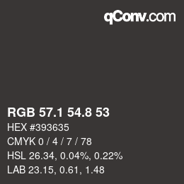 Color code: RGB 57.1 54.8 53 | qconv.com