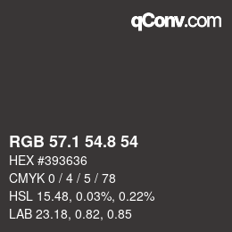 Color code: RGB 57.1 54.8 54 | qconv.com
