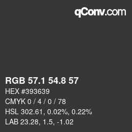 Color code: RGB 57.1 54.8 57 | qconv.com
