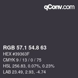 Color code: RGB 57.1 54.8 63 | qconv.com