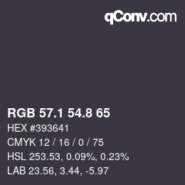 Color code: RGB 57.1 54.8 65 | qconv.com