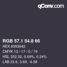 Color code: RGB 57.1 54.8 66 | qconv.com
