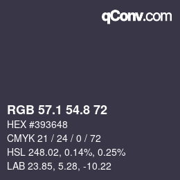 Farbcode: RGB 57.1 54.8 72 | qconv.com