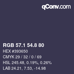 Color code: RGB 57.1 54.8 80 | qconv.com